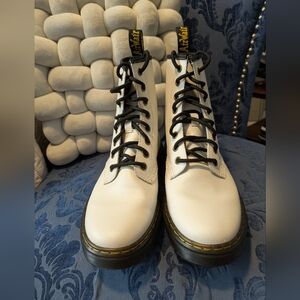 Dr. Martens Zavala White Leather Lace Up Boots (26132100) Women Size 7/EU 38